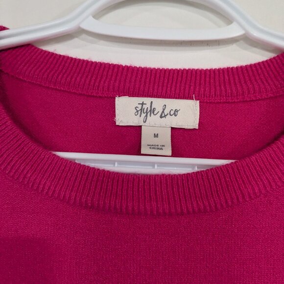 Style & Co. Super Soft Fine Knit Sweater Fuchsia Pink Size Medium - Picture 2 of 5